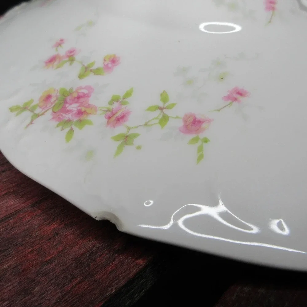 Antique Theodore Haviland Limoges France Covered Casserole Dish Pink Roses Gold